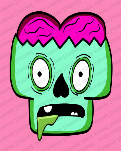 "Braindead Zombie Head" Art Print