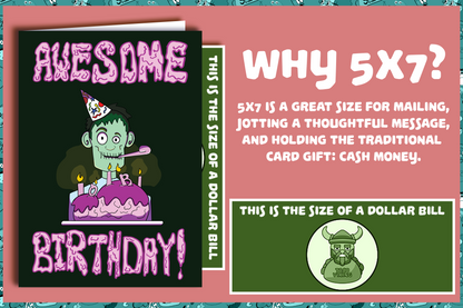 "Awesome Birthday with Brain Cake" Zombie Birthday Card