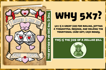 "I Rolled a Nat 20 For Love" Love Card