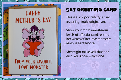 "Favorite Love Monster" Mother's Day Card