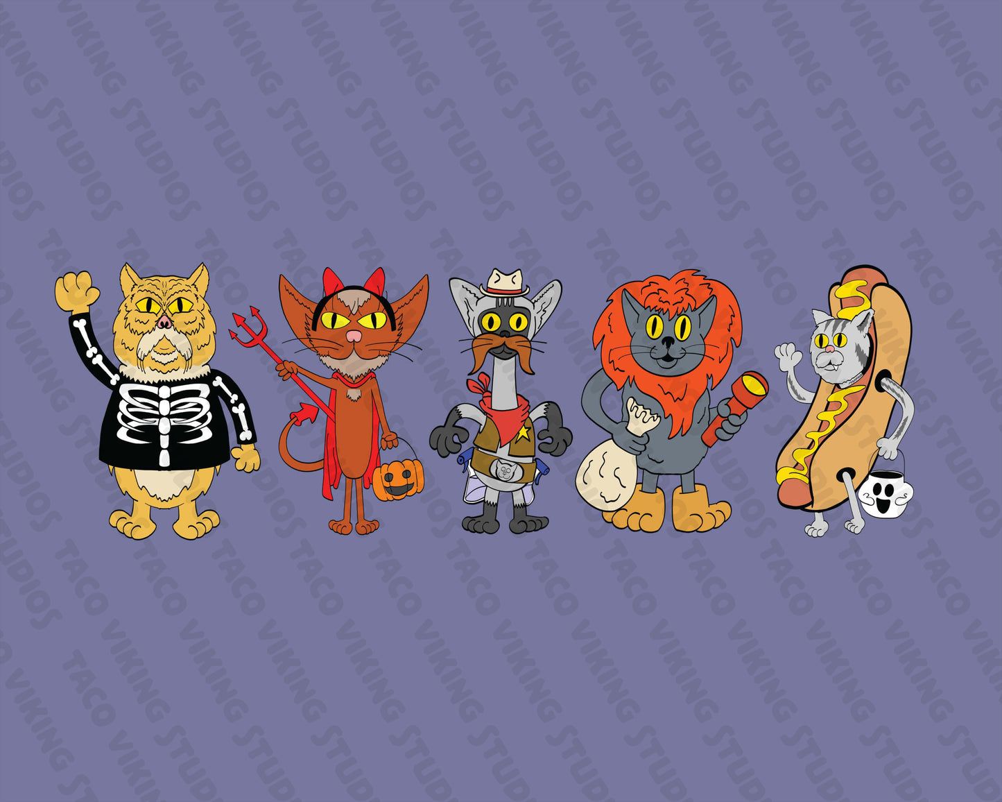 "Costumed Cats" Art Print