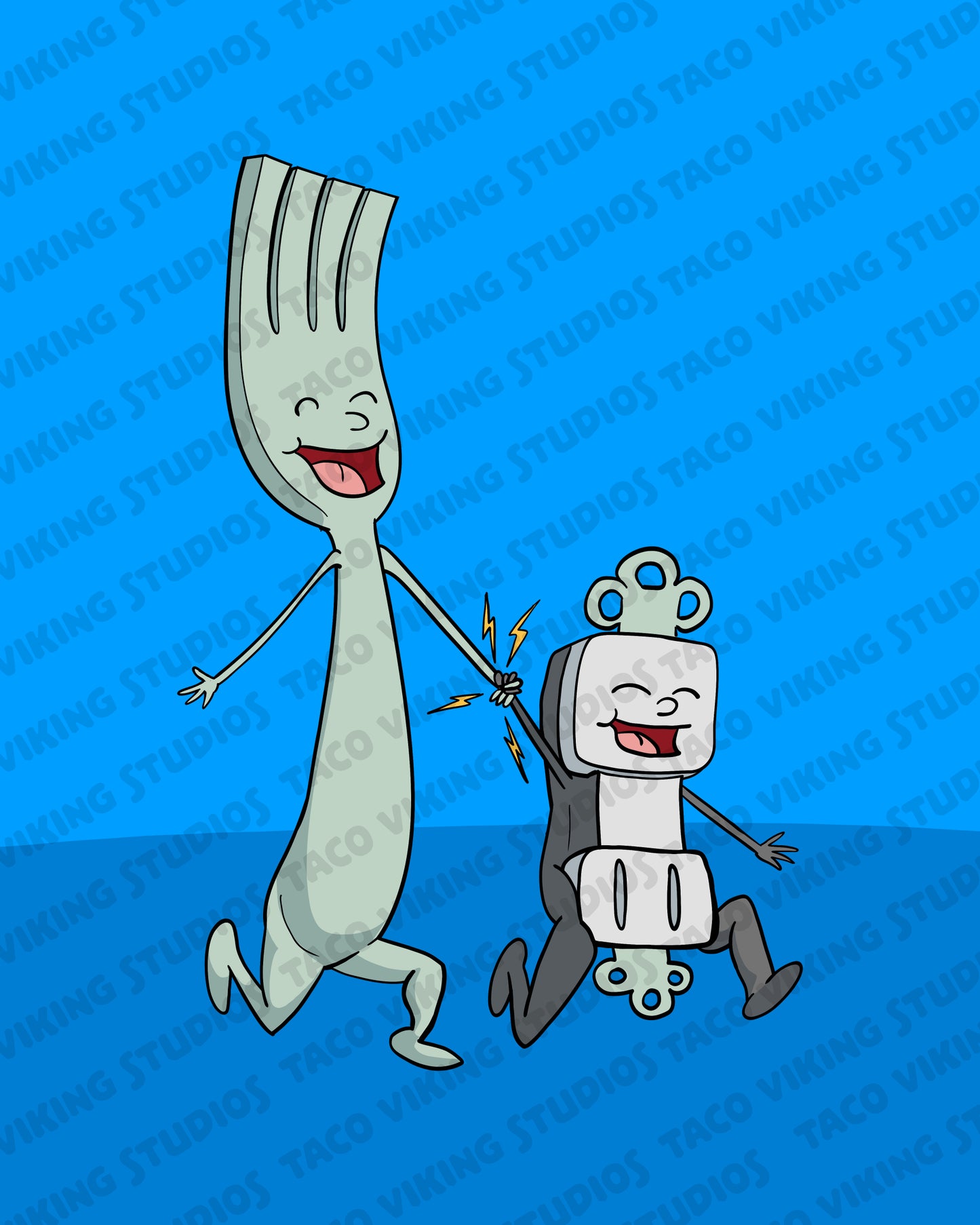 "Fork and Outlet Friends" Sticker