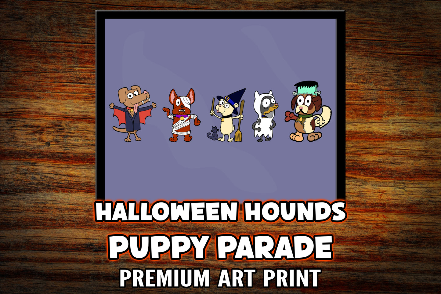"Halloween Hounds Puppy Parade" Art Print